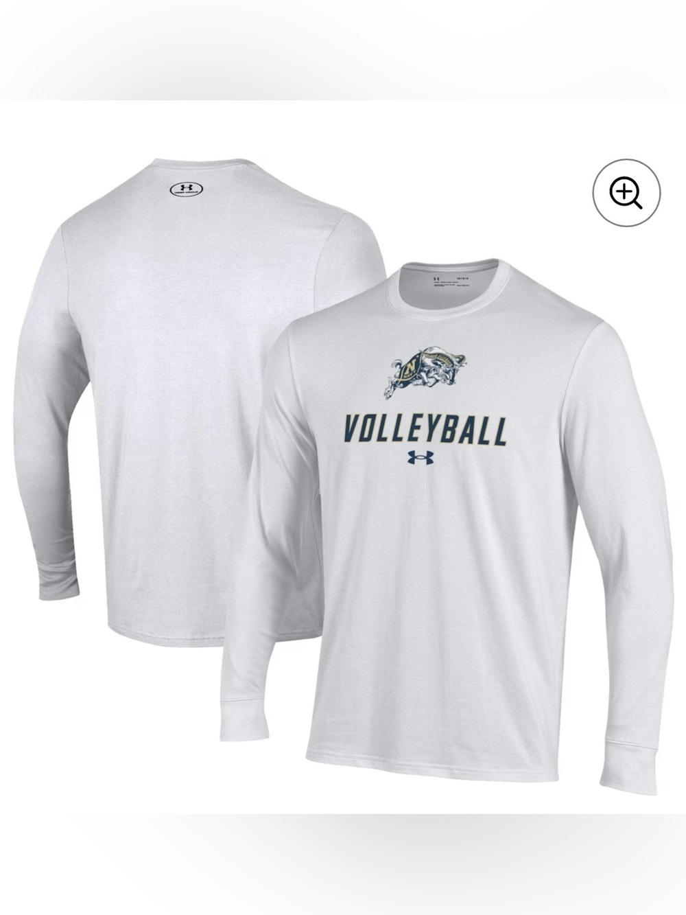 Men’s Under Armour White Navy  Volleyball Performance Long Sleeve Shirt